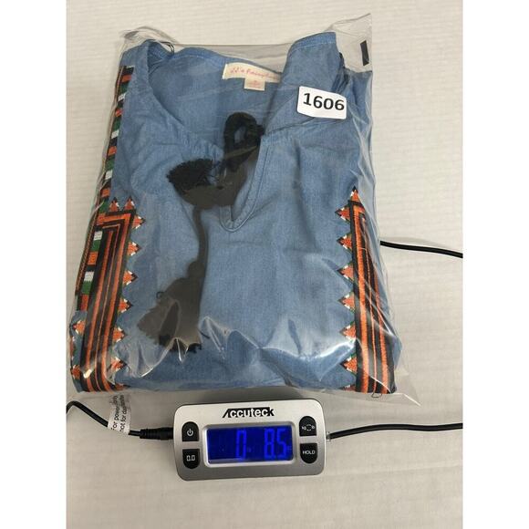 J J's Fairyland Dress Size Small Chambray Embroidered Tassle Tie Prairie Cottage - Picture 10 of 10